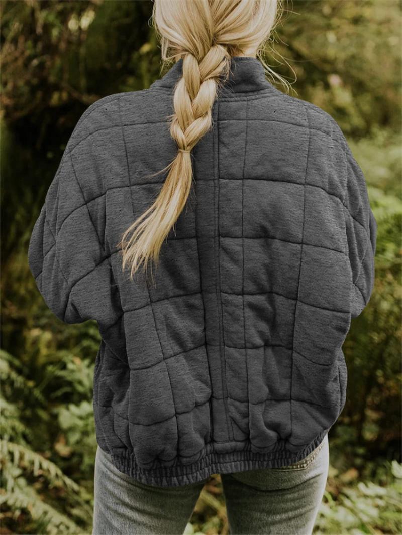 Damen stylische Winterjacke im Raster-Muster