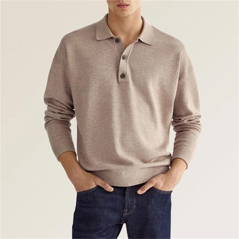 Langarm-Poloshirt für Herren mit weichem Stoff – Kai