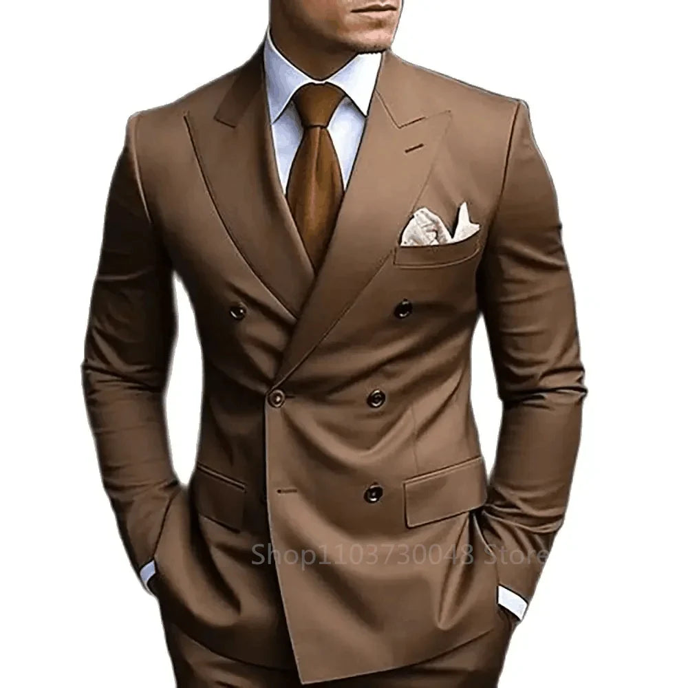 Klaus™ | Elegantes Revers Brauner Anzug