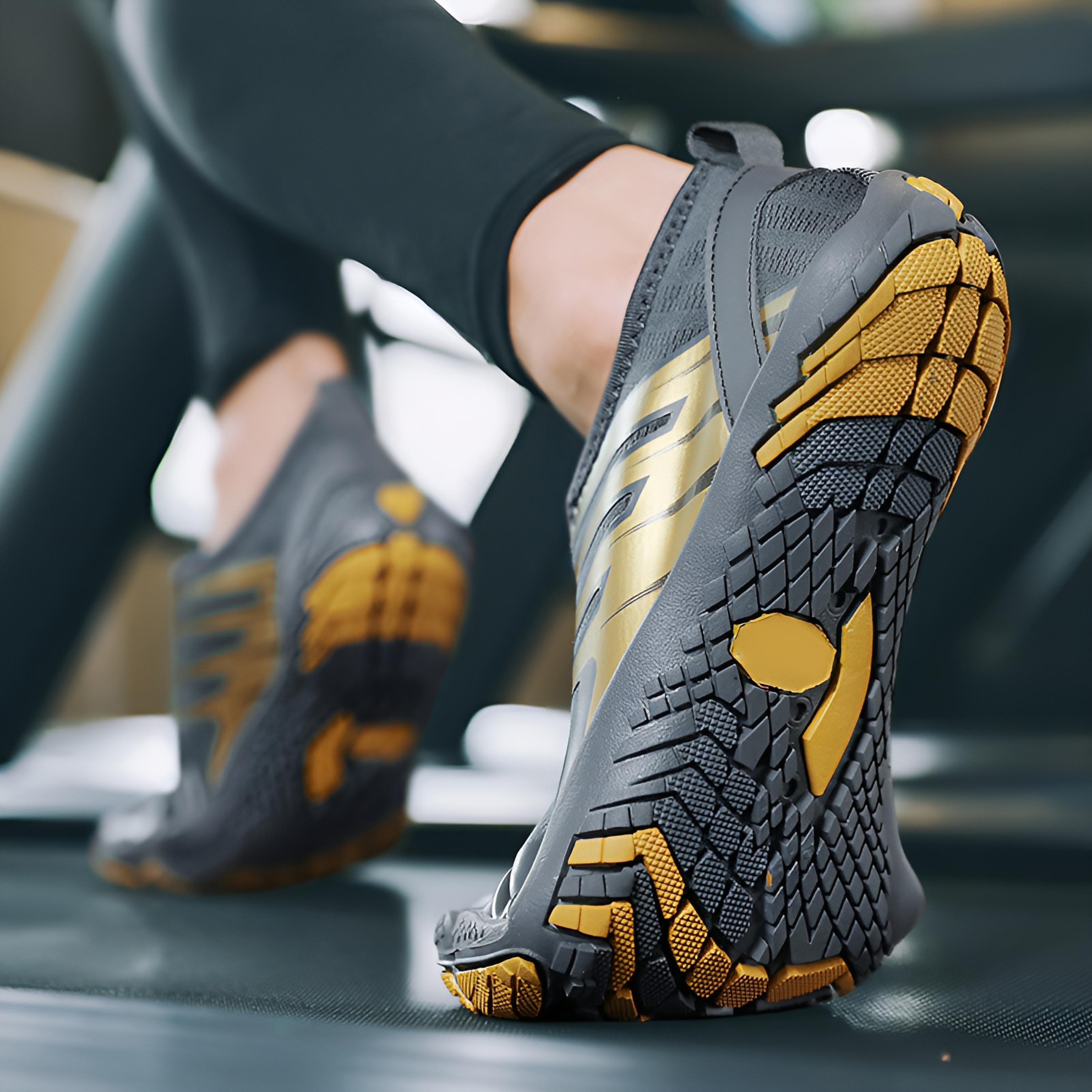 Leo - Grau/Gelbe Herren Barfußschuhe