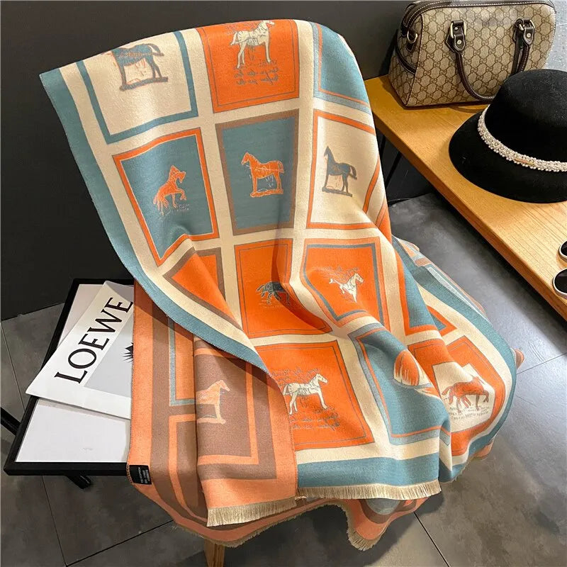 Kaschmir Schal Winter Warm & Weich mit Quasten – Lena