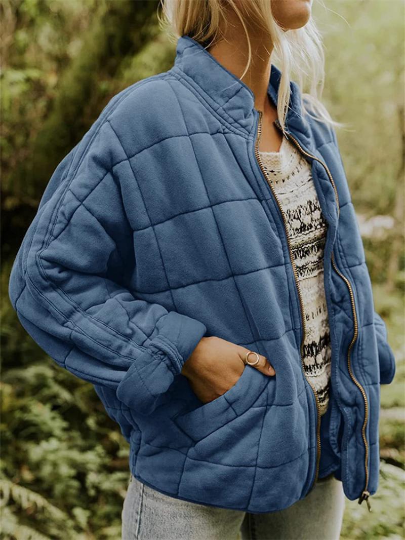 Damen stylische Winterjacke im Raster-Muster
