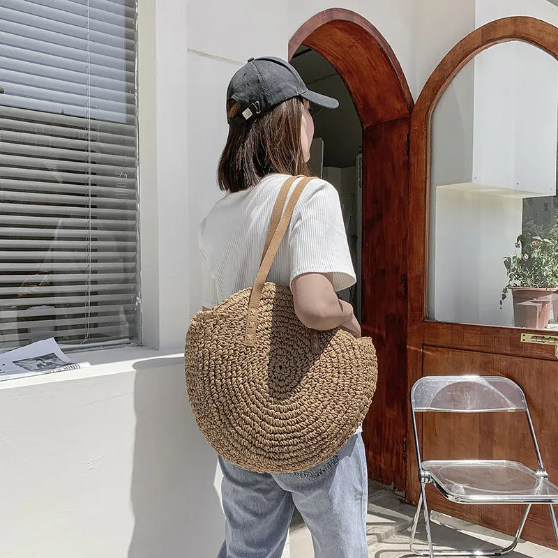 Handgefertigte elegante multifunktionale Strohhandtasche