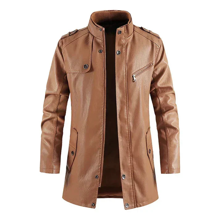 Halblange Herren Lederjacke mit maskulinem Schnitt – Mike