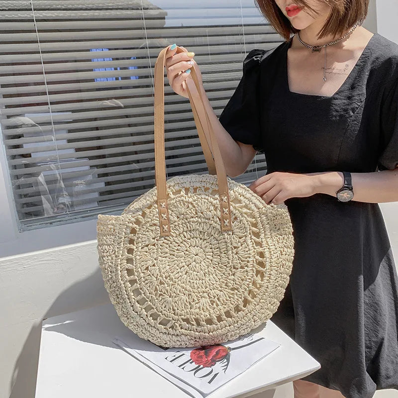 Handgefertigte elegante multifunktionale Strohhandtasche