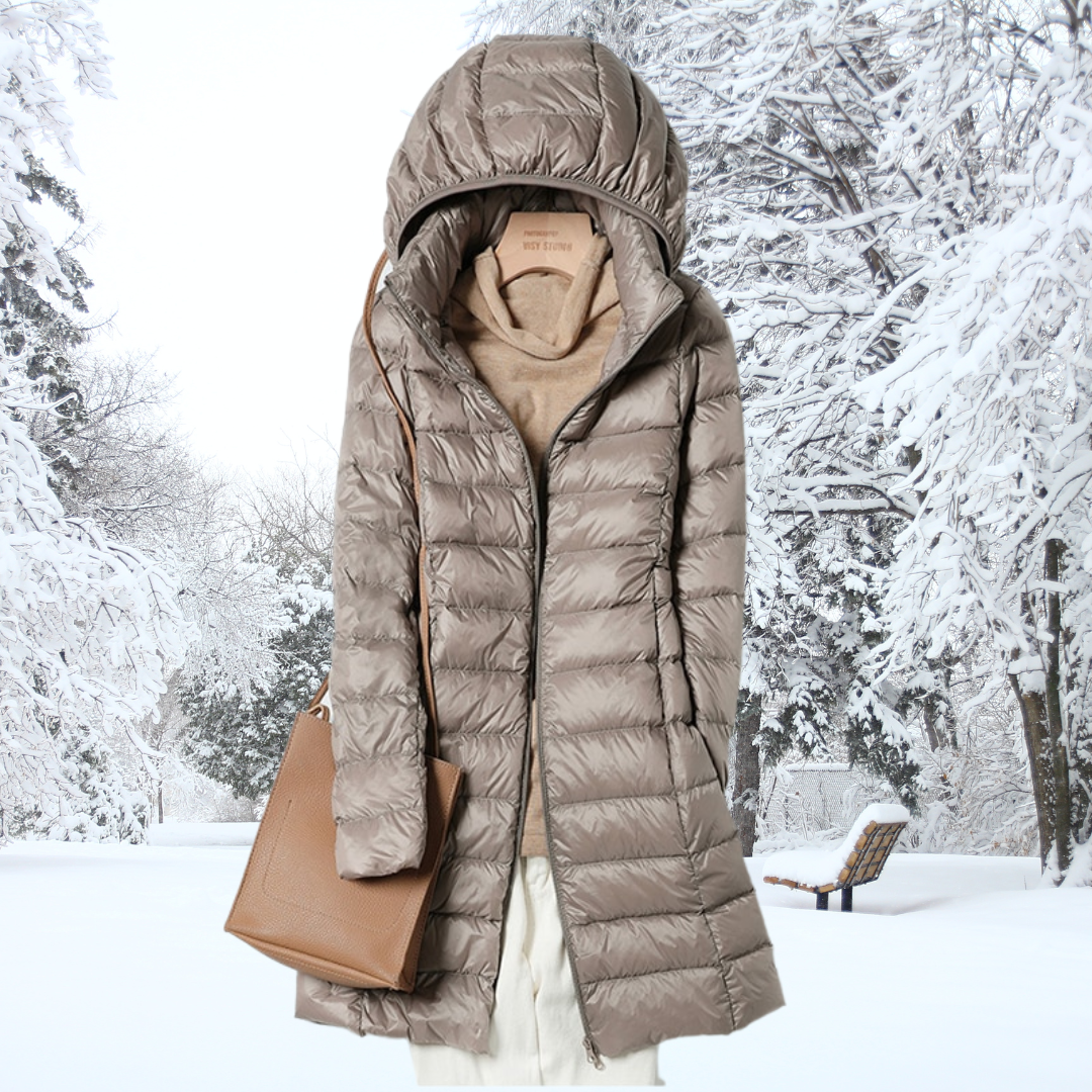 Langärmelige Kapuzen-Pufferjacke für mehrschichtigen Komfort