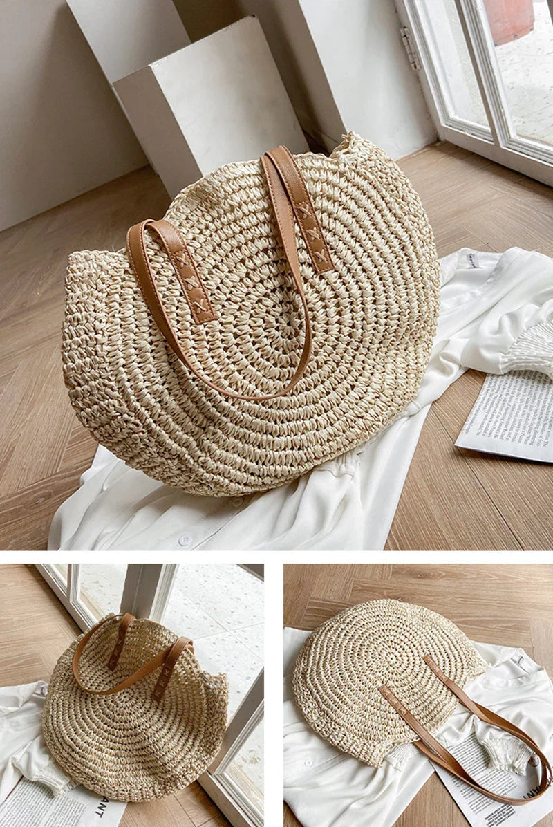 Handgefertigte elegante multifunktionale Strohhandtasche