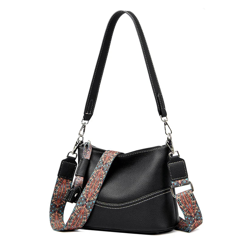 Swayze™ | Tasche aus Kieselleder mit gemustertem Riemen