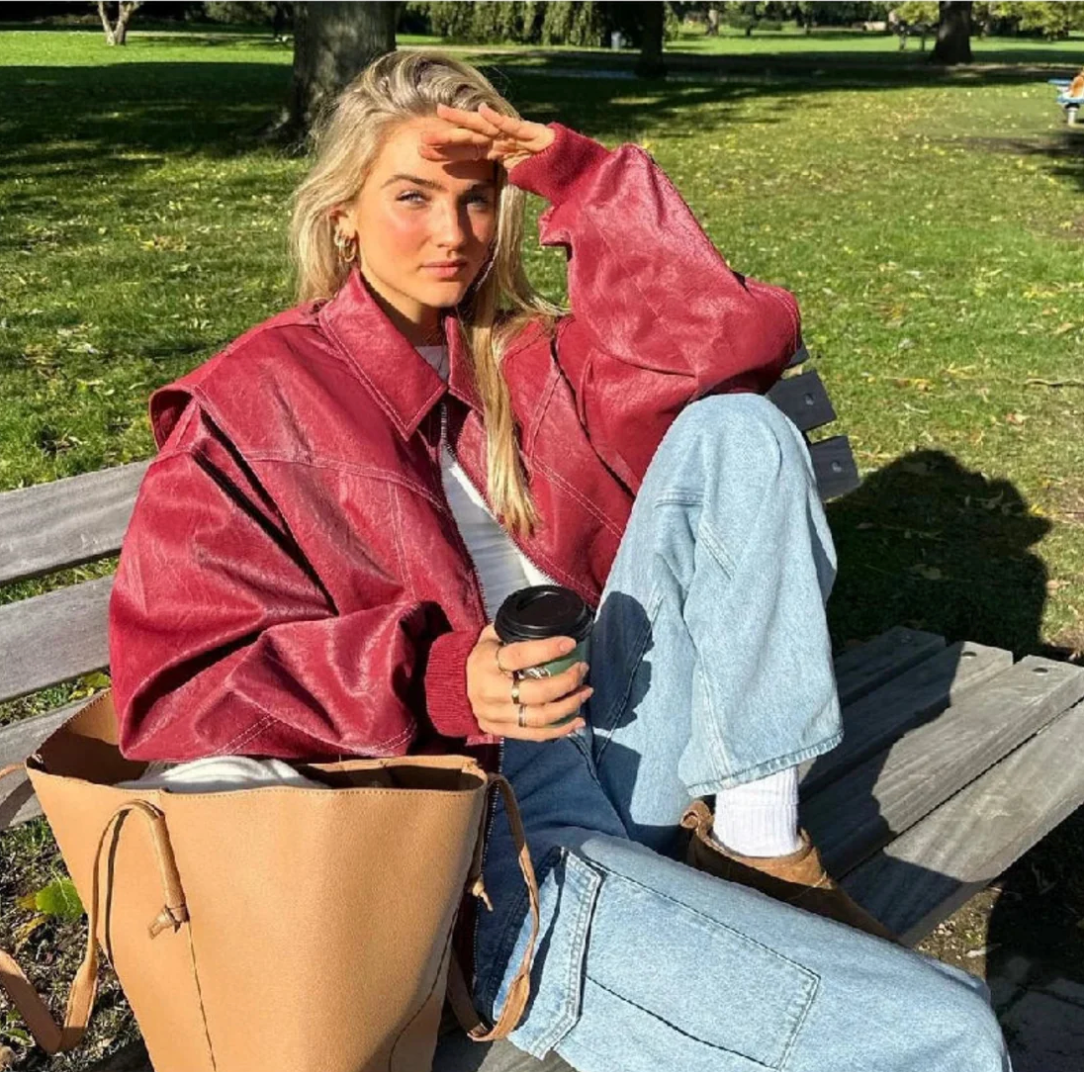 Faye - Lederjacke in Übergröße