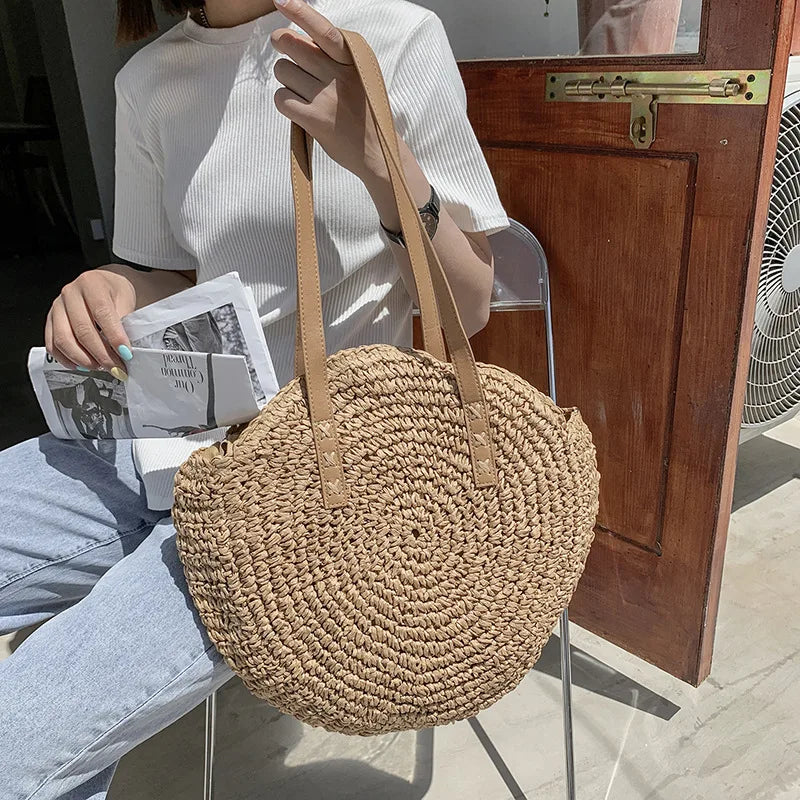 Handgefertigte elegante multifunktionale Strohhandtasche