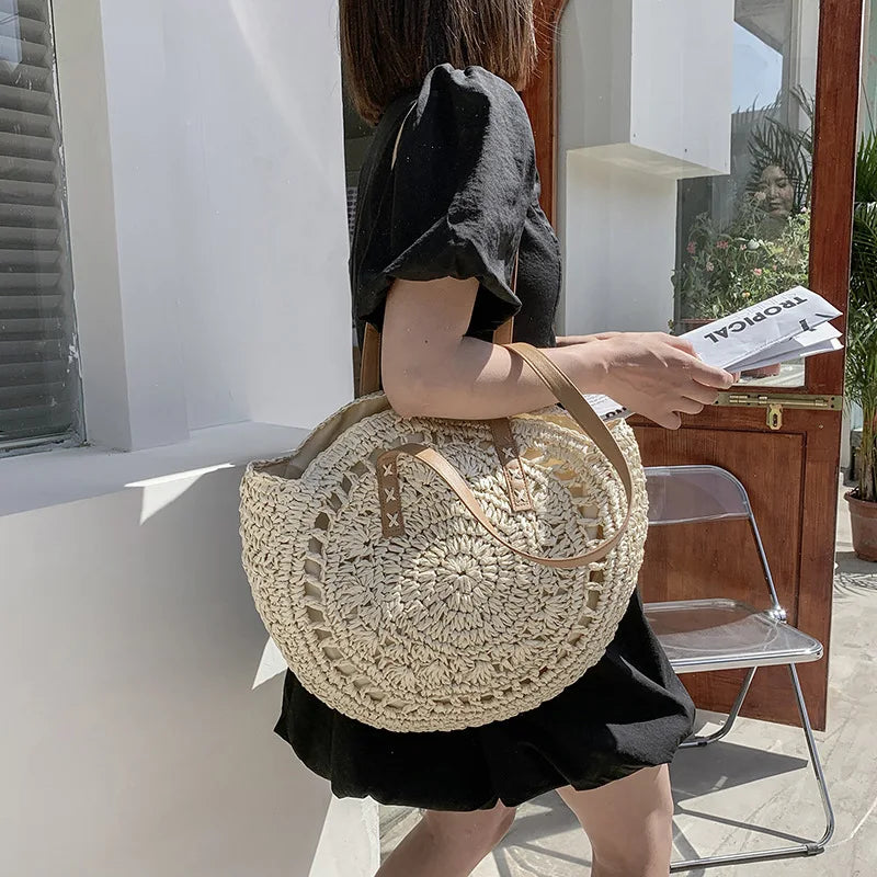 Handgefertigte elegante multifunktionale Strohhandtasche