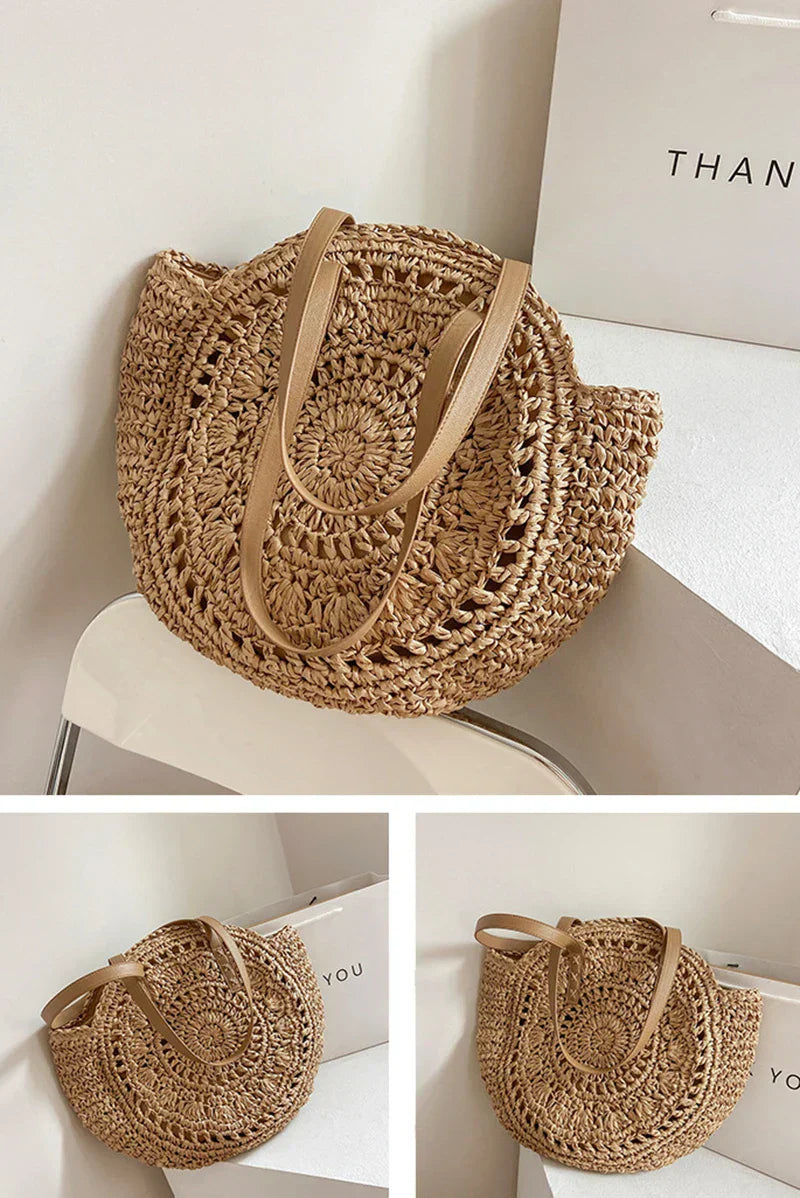 Handgefertigte elegante multifunktionale Strohhandtasche
