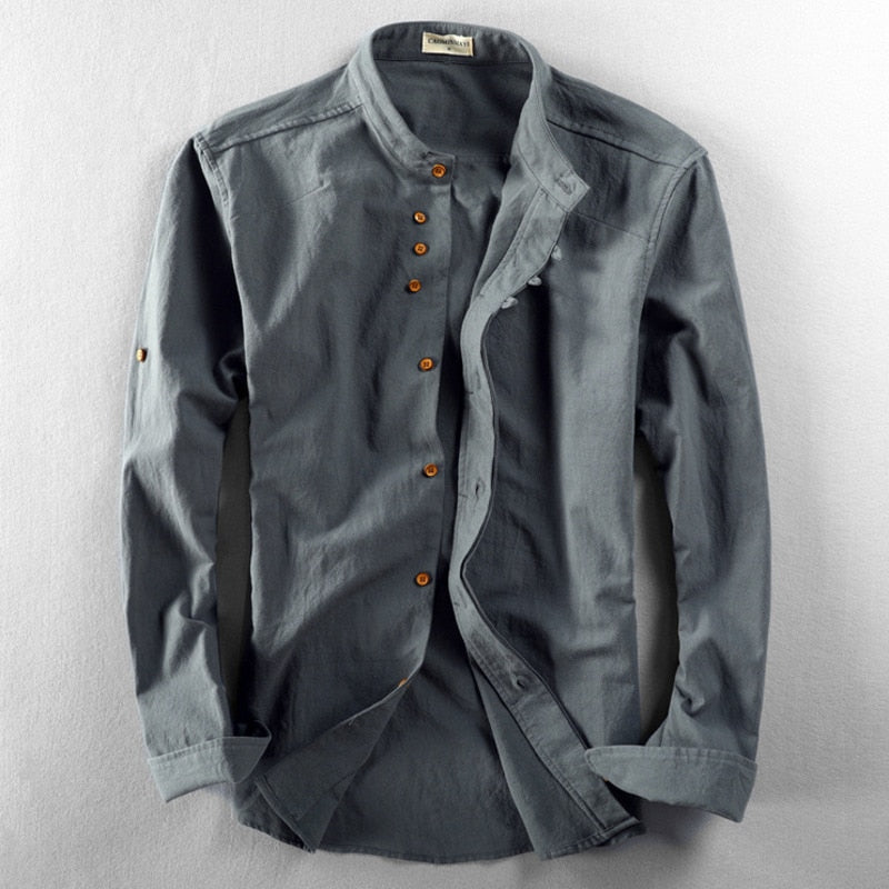 Japanisches Herrenhemd Leinen Baumwolle Elegant – Kenjiro