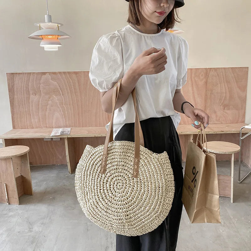 Handgefertigte elegante multifunktionale Strohhandtasche