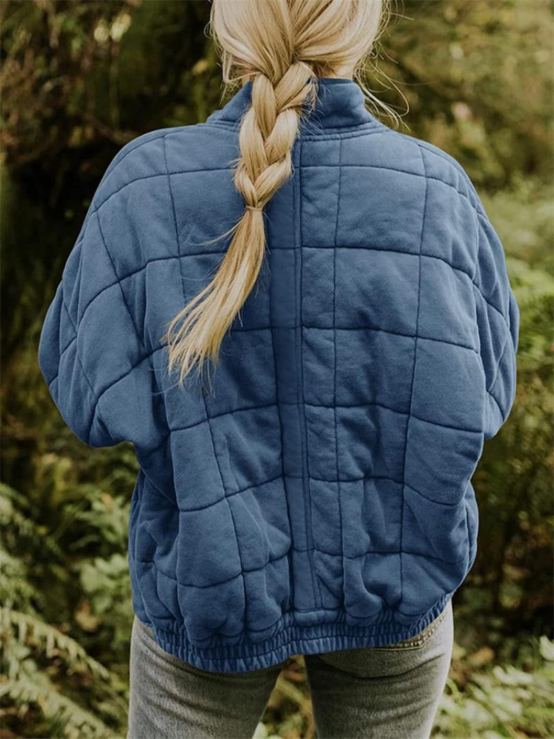 Damen stylische Winterjacke im Raster-Muster