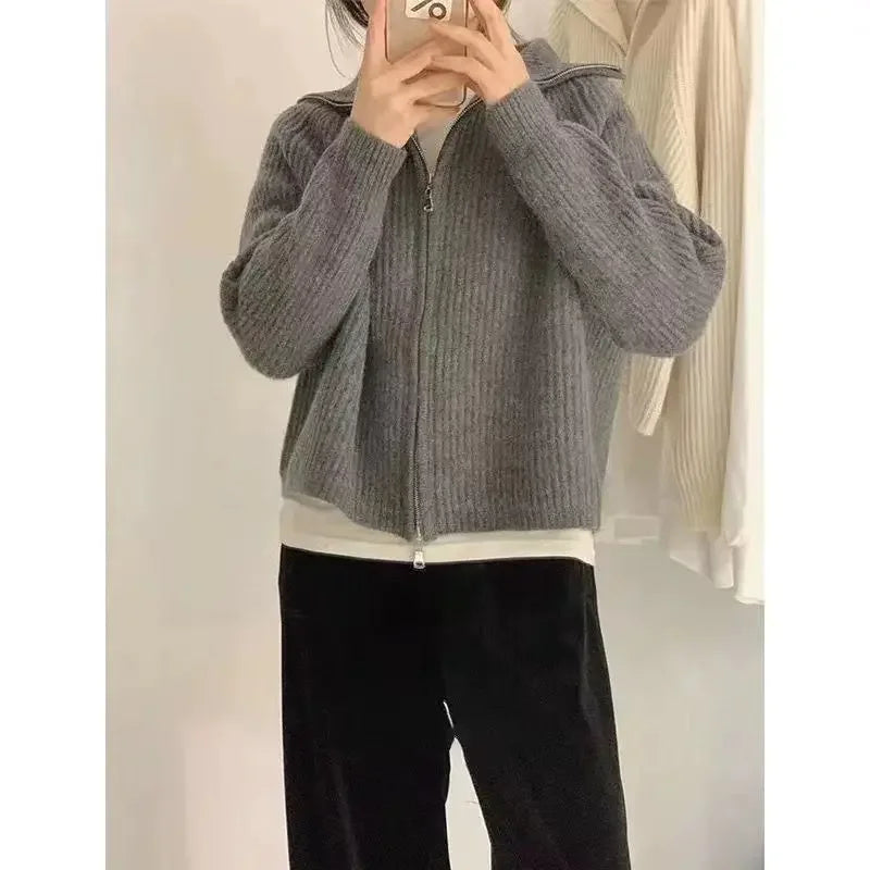Zixuan™ | Trendiger Gerippter Strick-Cardigan mit Reißverschluss