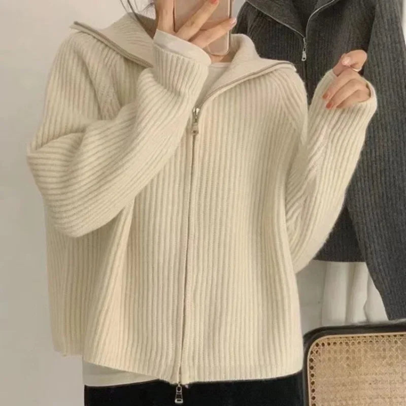 Zixuan™ | Trendiger Gerippter Strick-Cardigan mit Reißverschluss