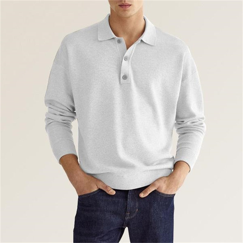 Langarm-Poloshirt für Herren mit weichem Stoff – Kai