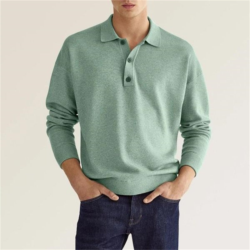 Langarm-Poloshirt für Herren mit weichem Stoff – Kai
