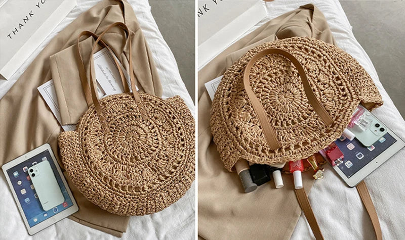 Handgefertigte elegante multifunktionale Strohhandtasche