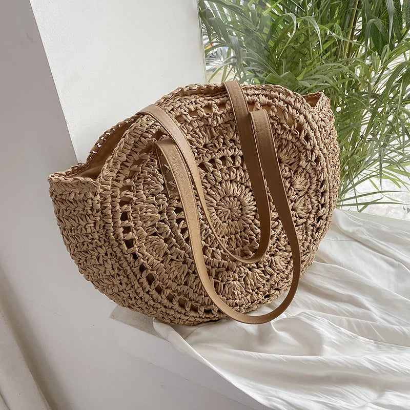 Handgefertigte elegante multifunktionale Strohhandtasche