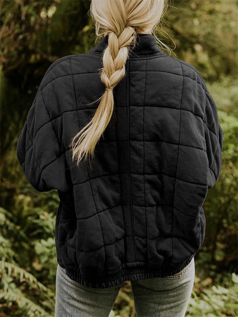 Damen stylische Winterjacke im Raster-Muster