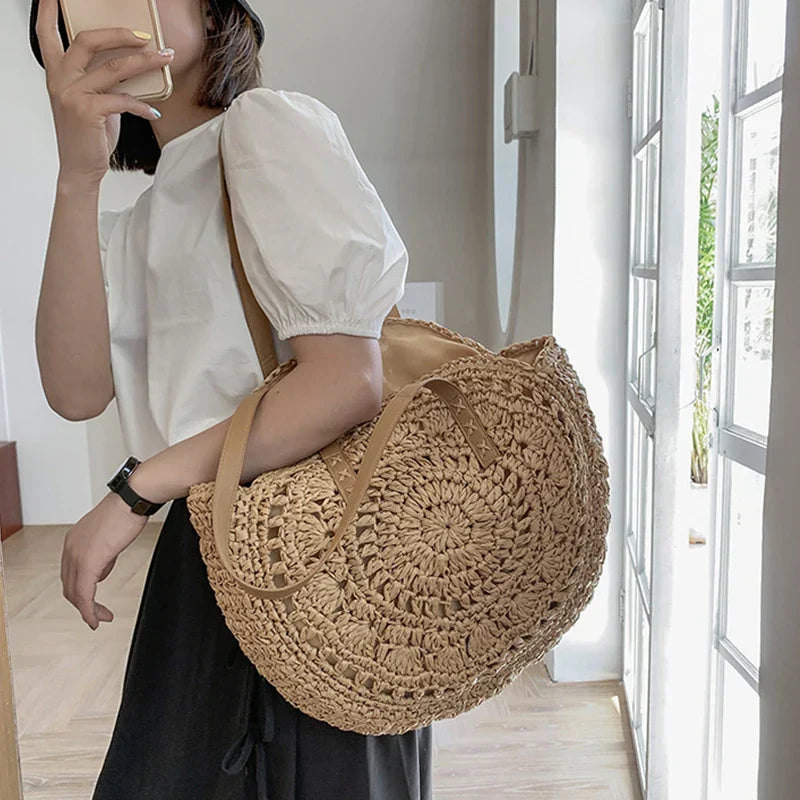 Handgefertigte elegante multifunktionale Strohhandtasche