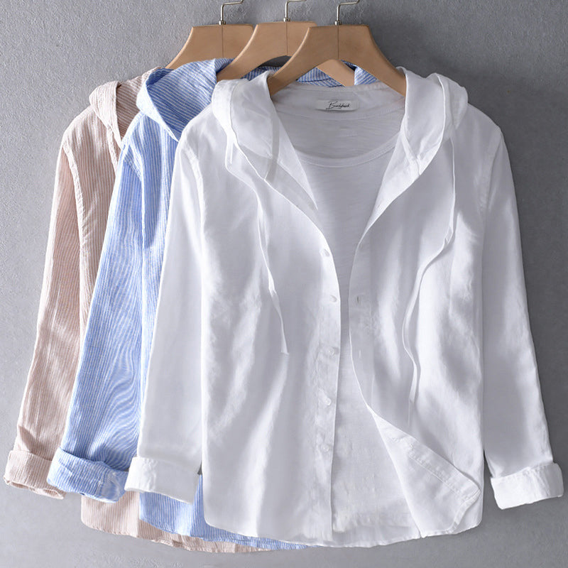 Leichtes Sommerhemd aus Leinen für Damen – Rosa