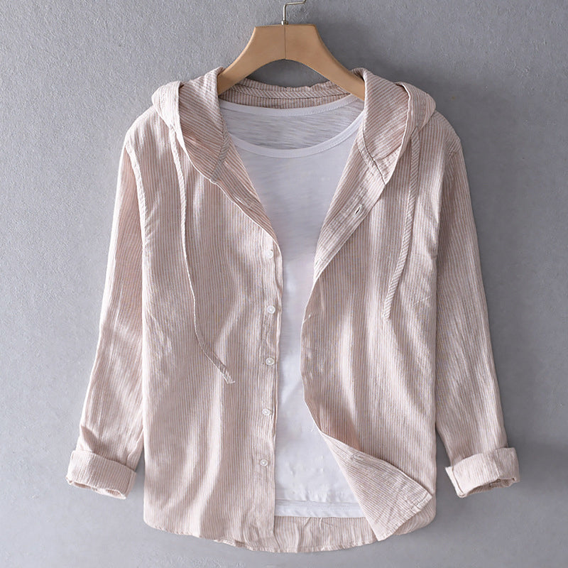 Leichtes Sommerhemd aus Leinen für Damen – Rosa