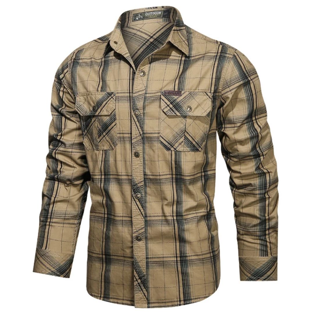 Slim-Fit Karo-Trachtenhemd mit Militärstil – Benjamin
