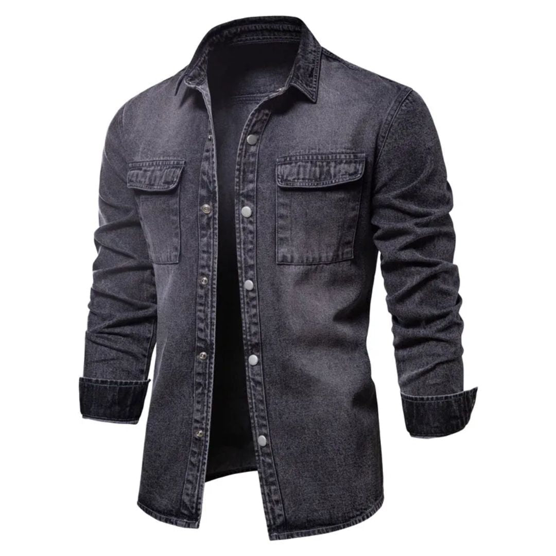 Lässiges Denim-Trachtenhemd in Hellblau – Lukas