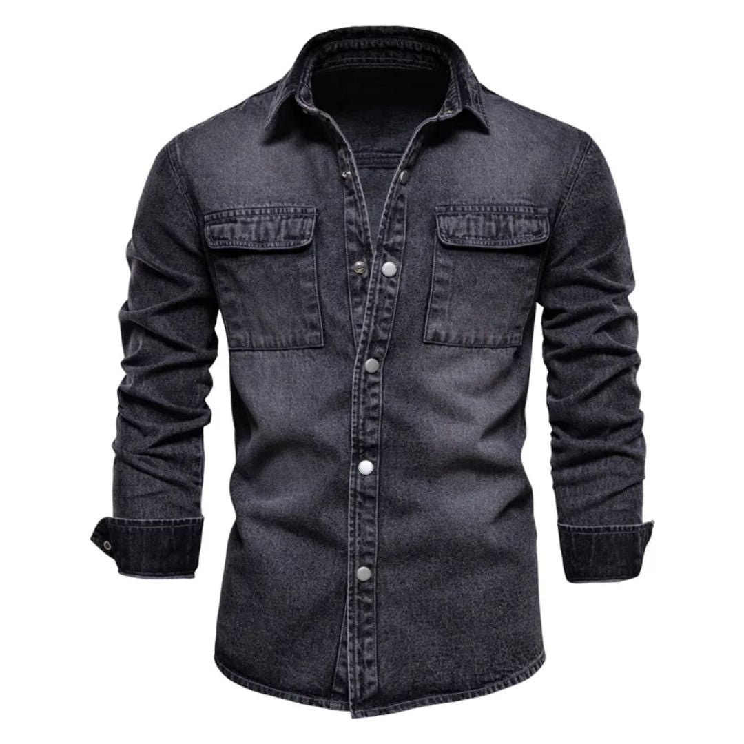 Lässiges Denim-Trachtenhemd in Hellblau – Lukas