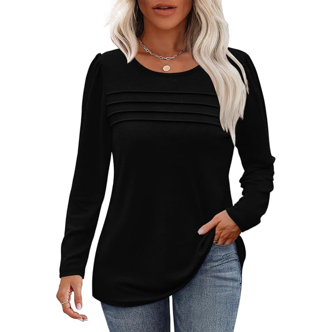 Stylische Langarm Plissee Tunika – Sarah