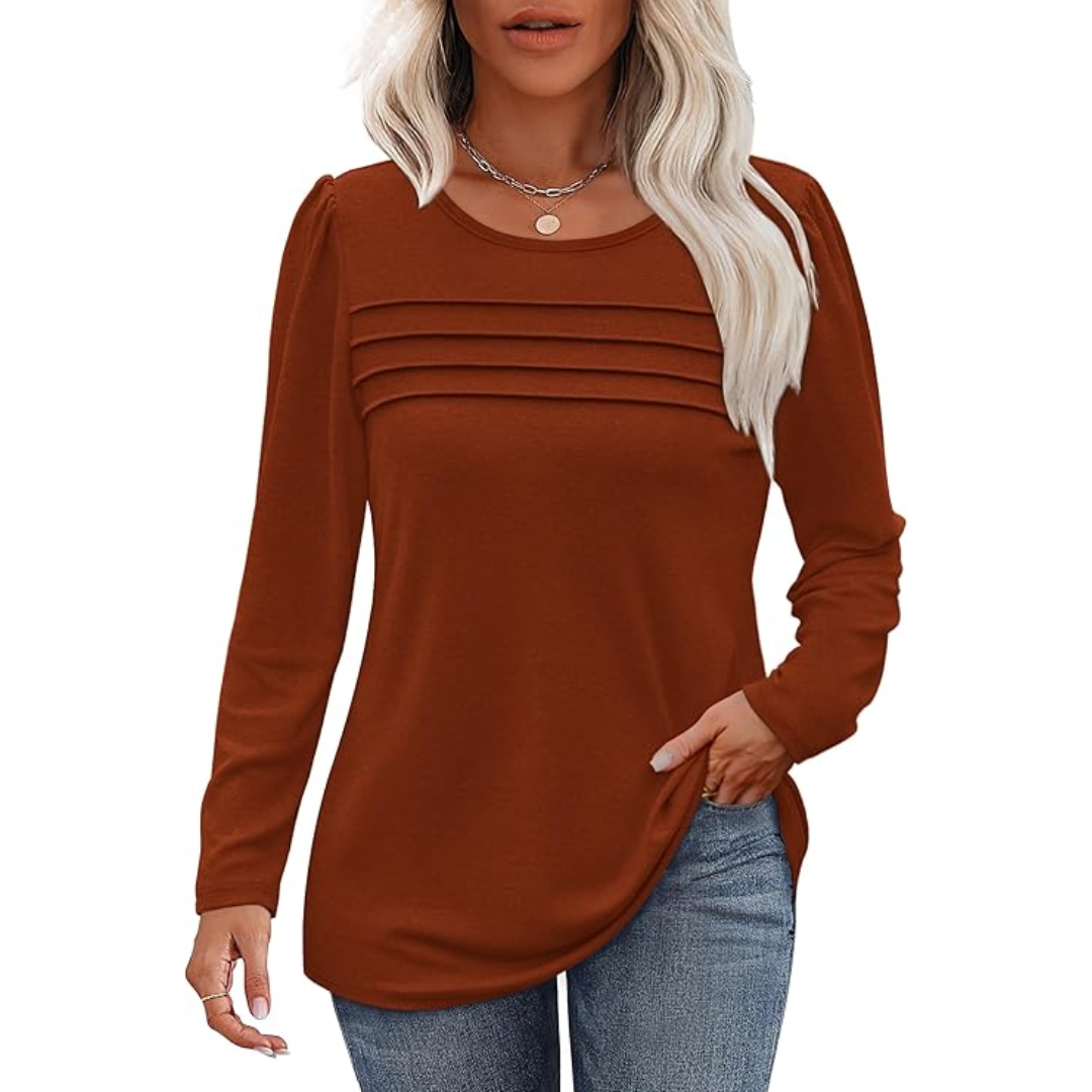 Stylische Langarm Plissee Tunika – Sarah