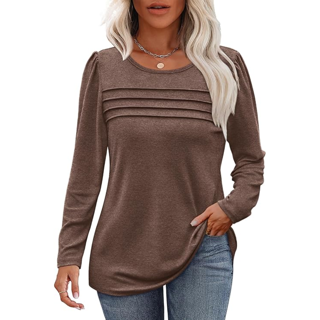 Stylische Langarm Plissee Tunika – Sarah
