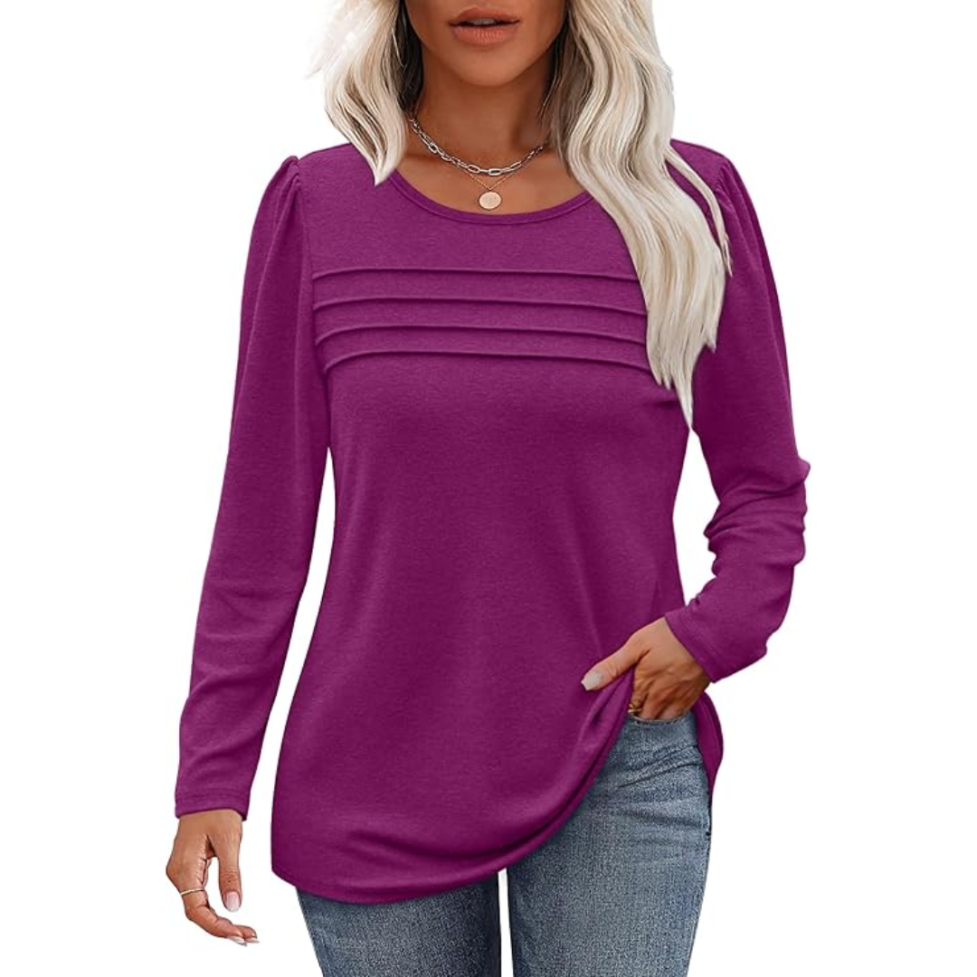 Stylische Langarm Plissee Tunika – Sarah