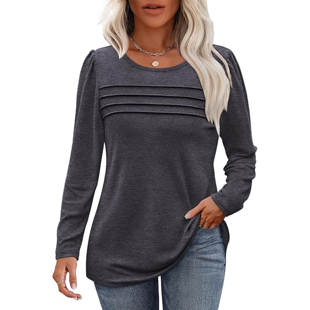 Stylische Langarm Plissee Tunika – Sarah