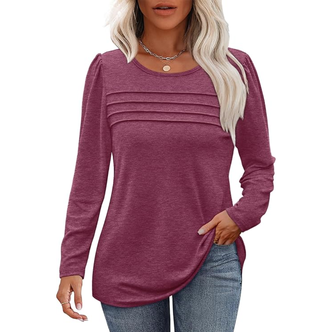 Stylische Langarm Plissee Tunika – Sarah