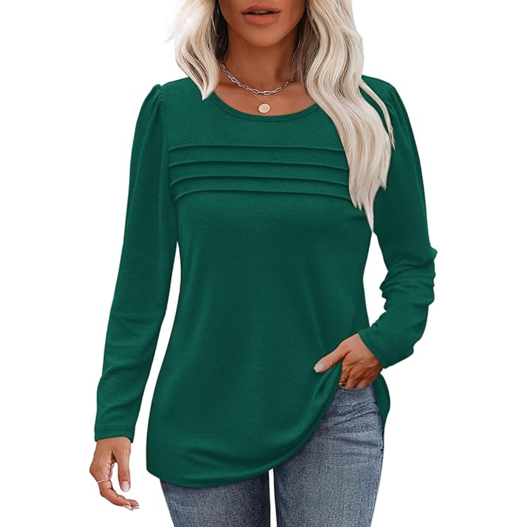 Stylische Langarm Plissee Tunika – Sarah