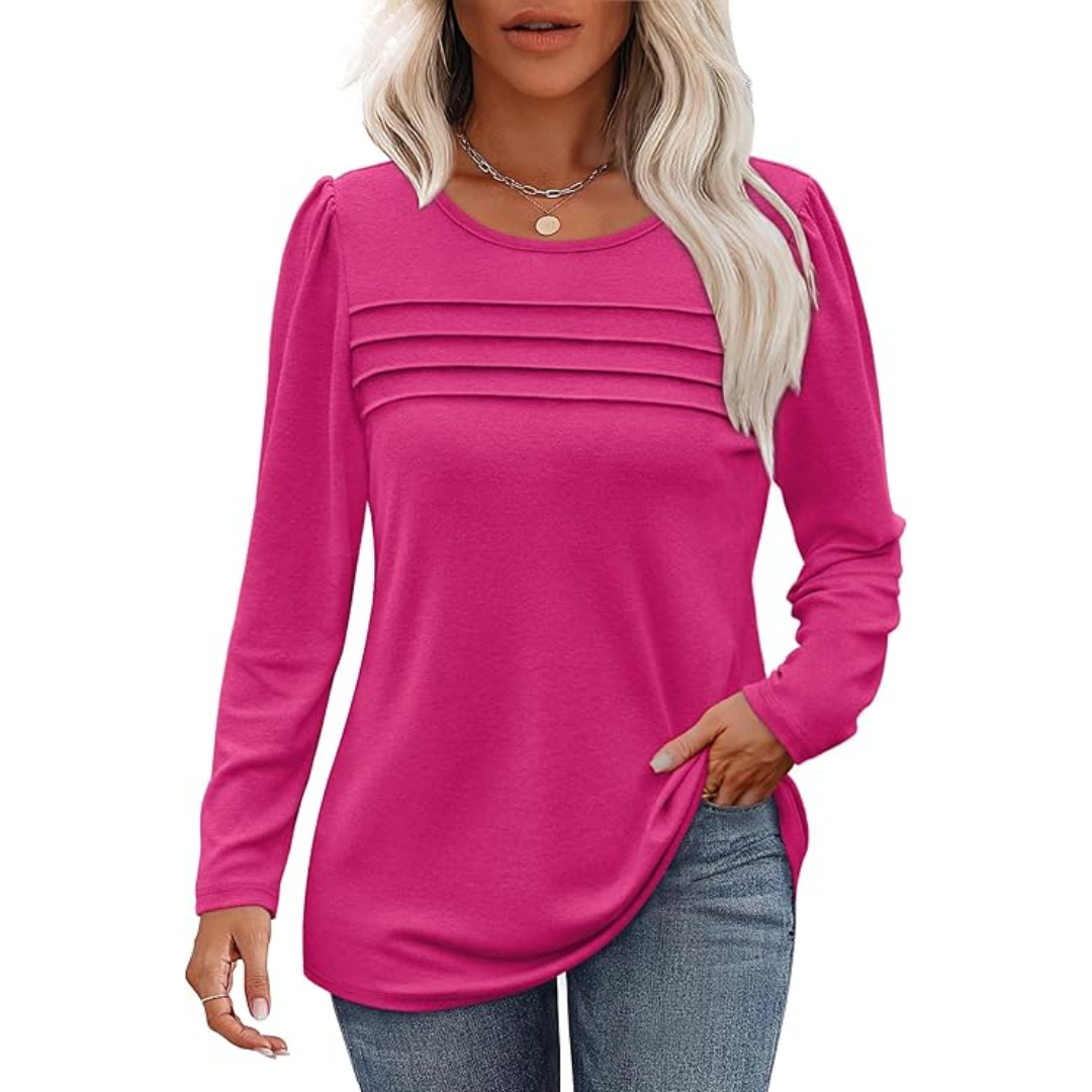 Stylische Langarm Plissee Tunika – Sarah