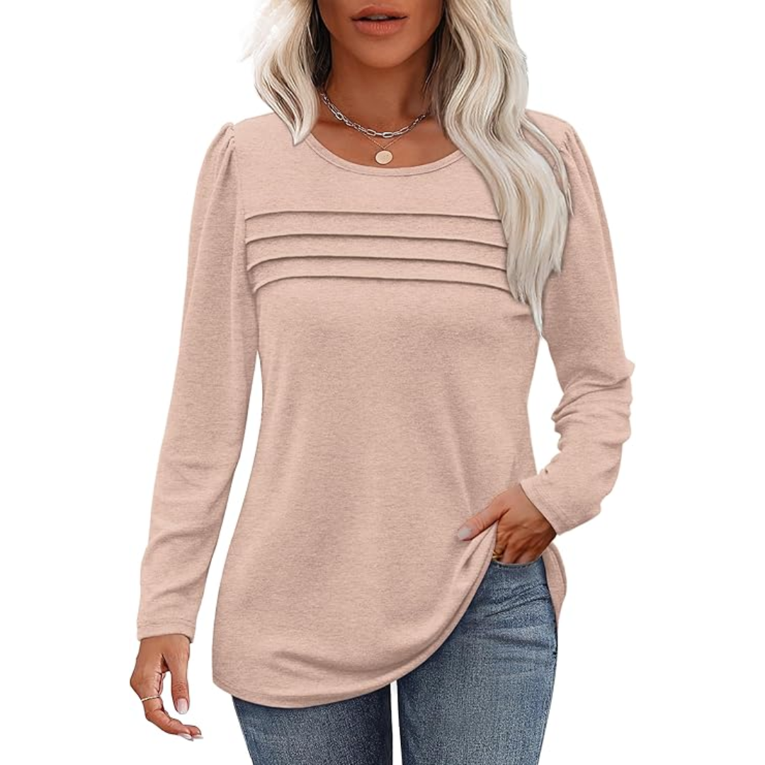 Stylische Langarm Plissee Tunika – Sarah
