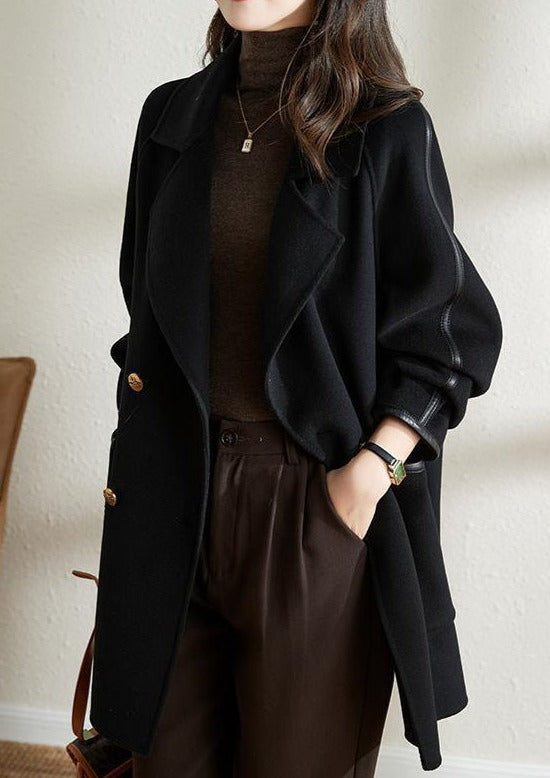 Vivienne | Frauen Double Breast Patchwork Wollmantel