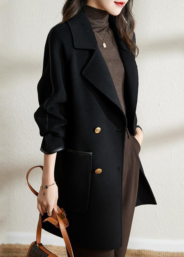 Vivienne | Frauen Double Breast Patchwork Wollmantel
