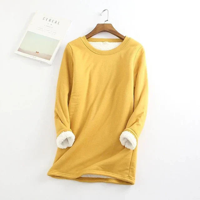 Gelber warmer Fleece-Pullover - Mila