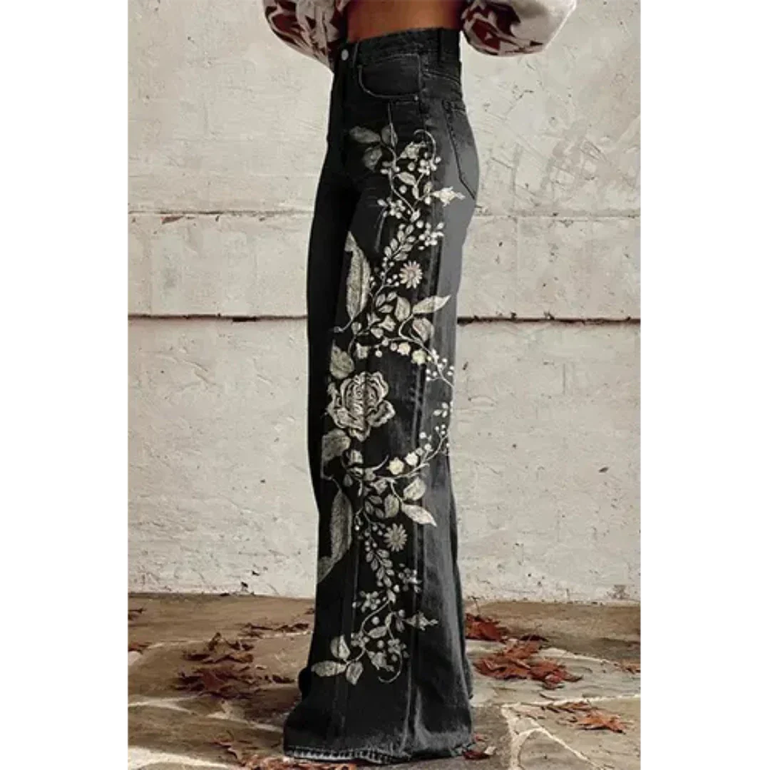 Zenaidalim | Damen Stylische Weites Bein Hose | Schwarz