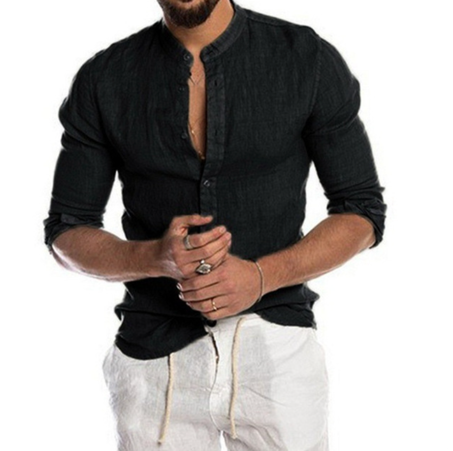 Herren Leinenhemd Sommer Atmungsaktiv Elegant Look – Liamo