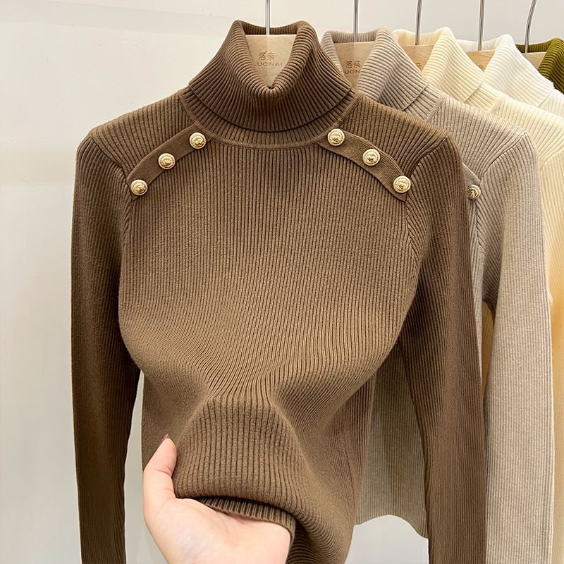Tilia™ | Gerippter Rollkragenpullover mit Knopfleiste