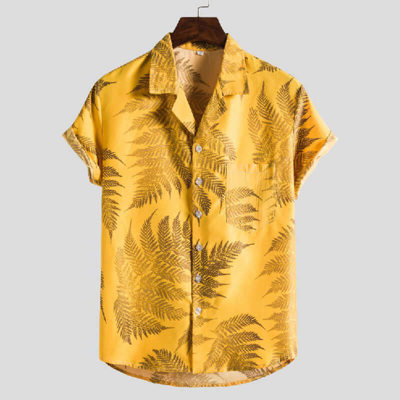 Herren Kurzarm-Hemd mit Blumenmuster