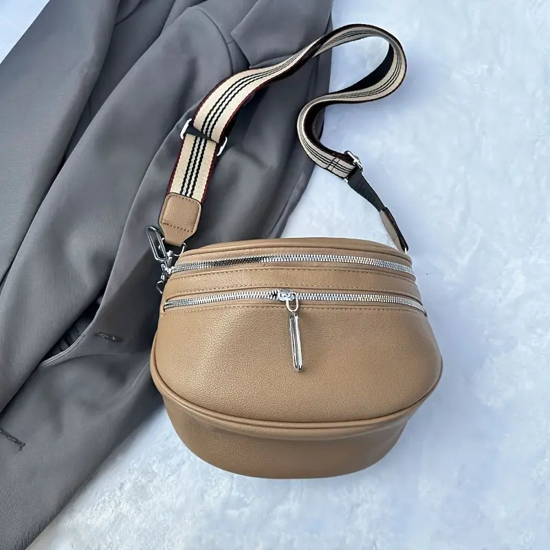 Leder-Umhängetasche mit Riemen für Frauen