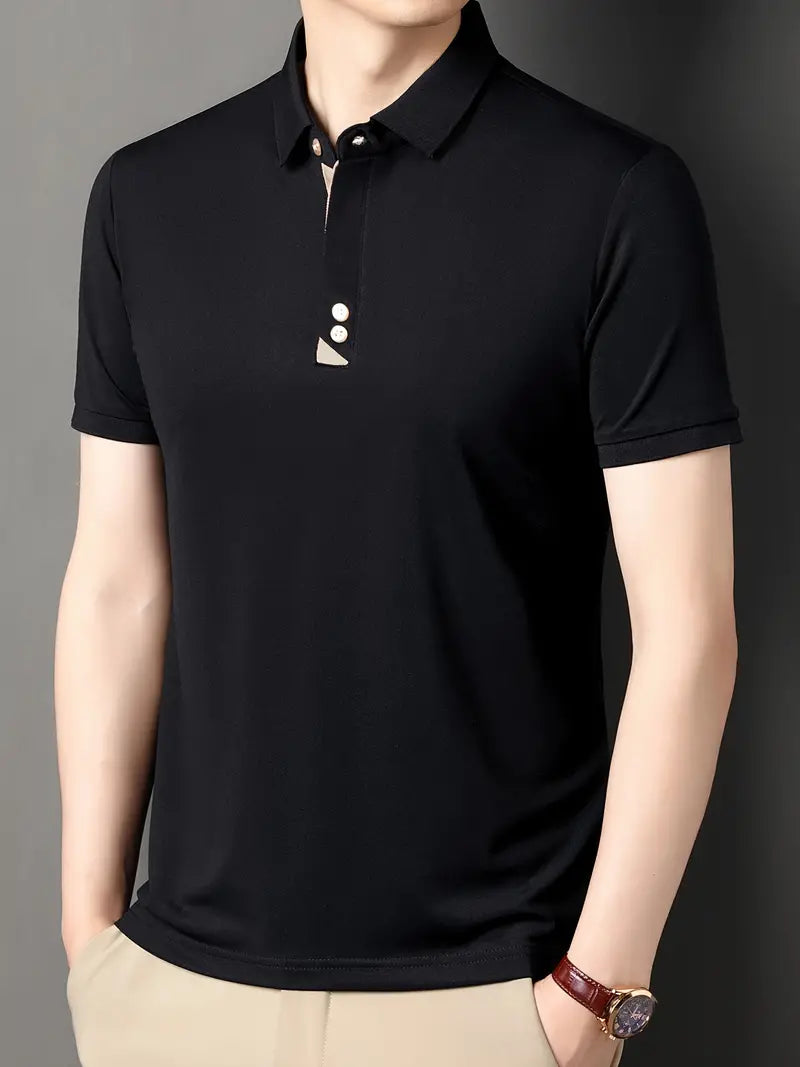 Herren Polohemd mit Farbblockmuster – Bequeme Passform – Elias